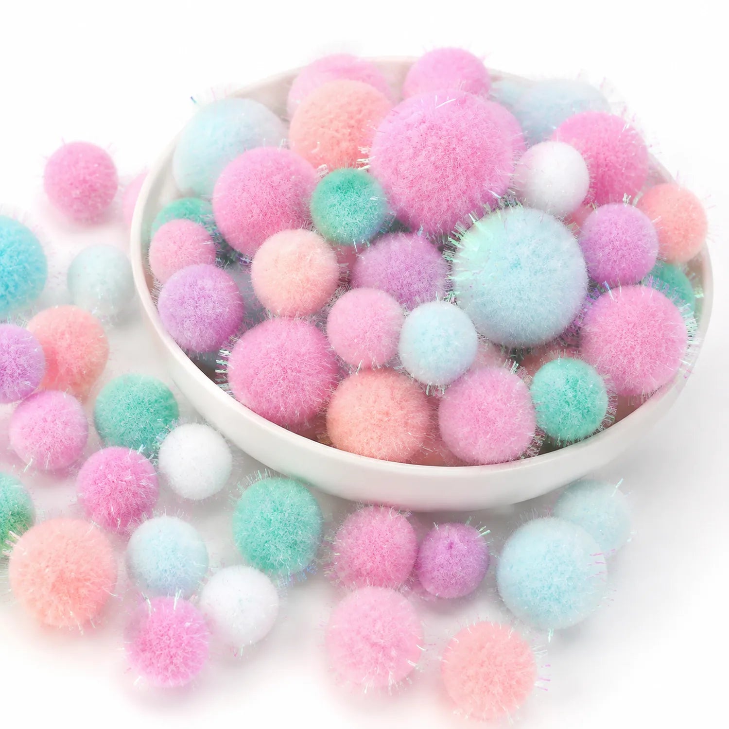 Pastel Glitter Pom Poms - image ACC