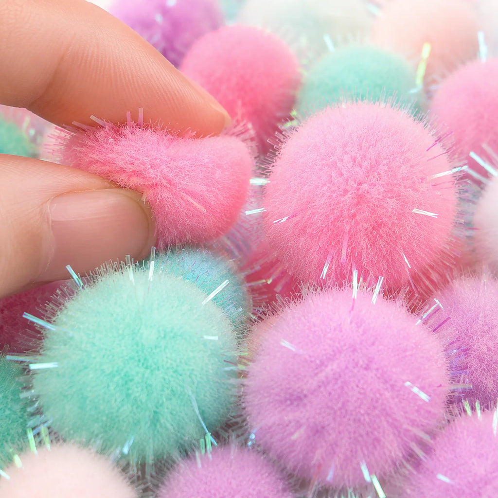 Pastel Glitter Pom Poms - image ACC