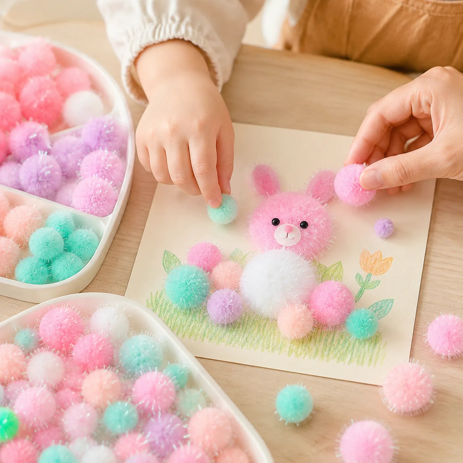 Pastel Glitter Pom Poms - image ACC