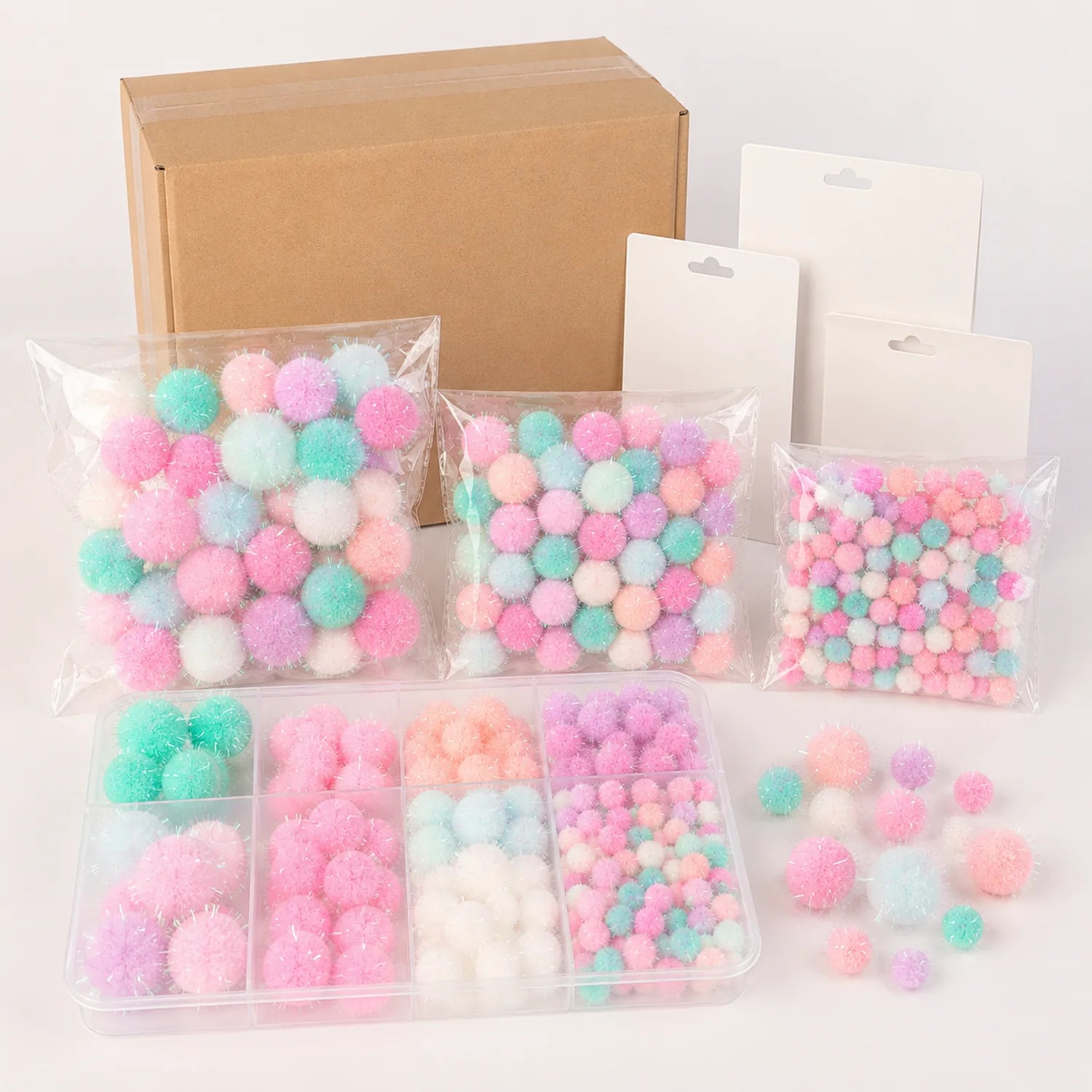 Pastel Glitter Pom Poms - image ACC