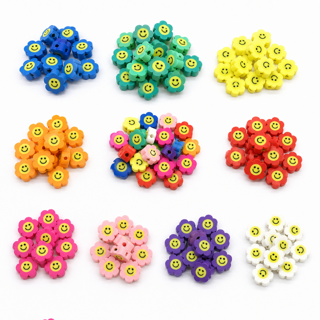 Smiley Flower Beads - Premium DIY Craft Beads for Wholesale