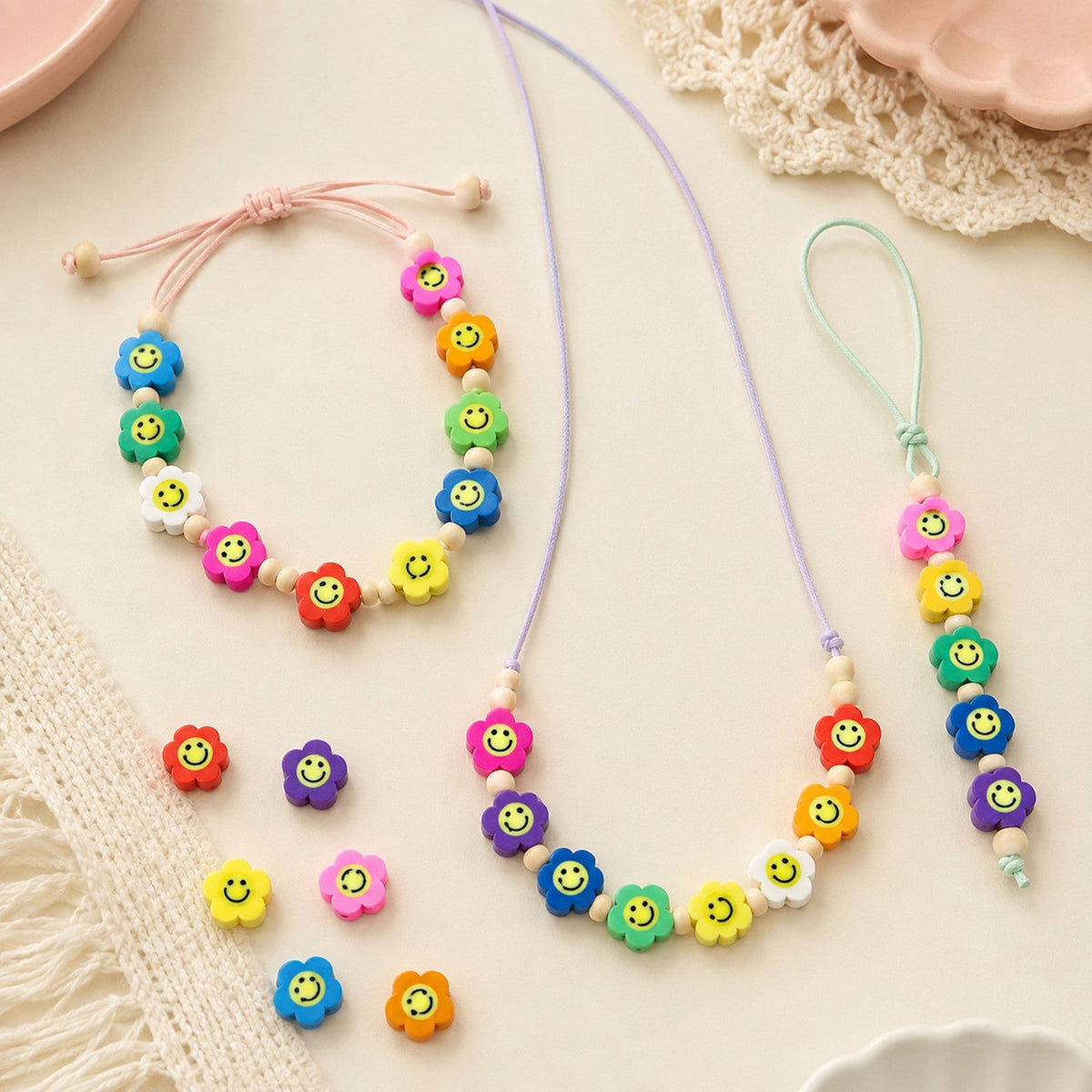 Smiley Flower Beads - Premium DIY Craft Beads for Wholesale