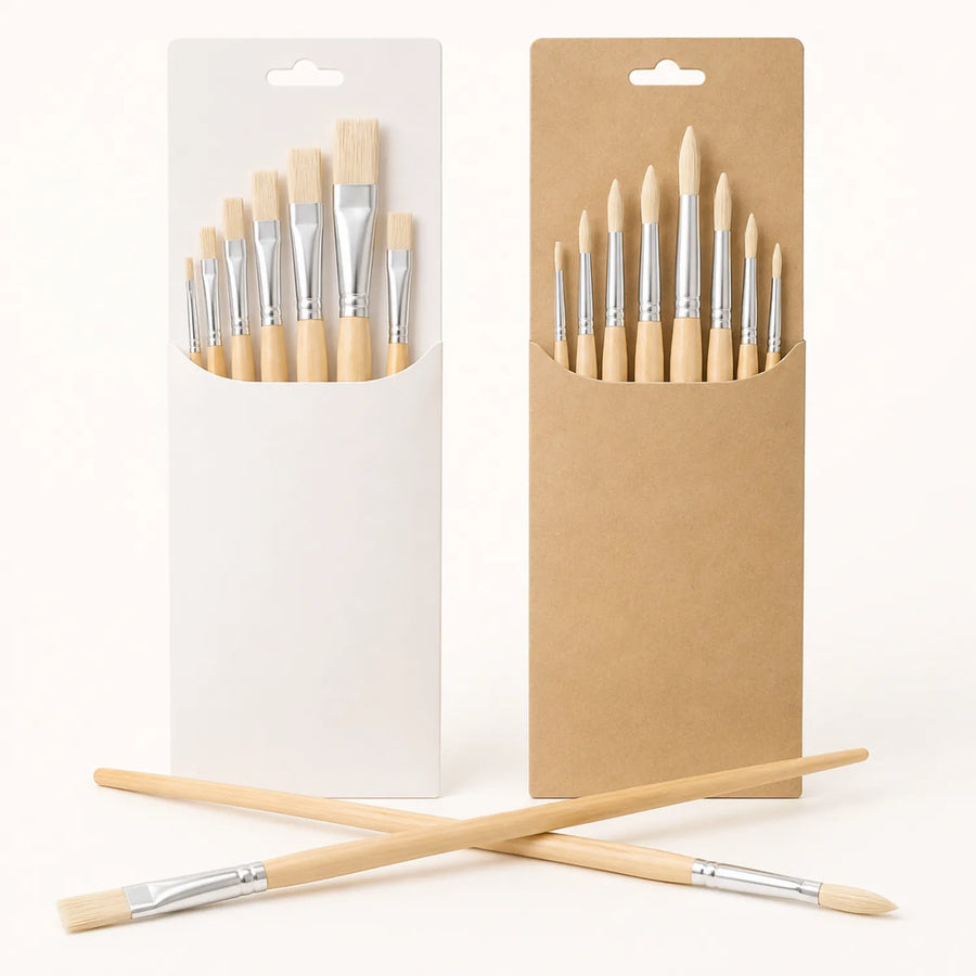 12-Piece Natural Wood Bristle Brush Set - image ECM