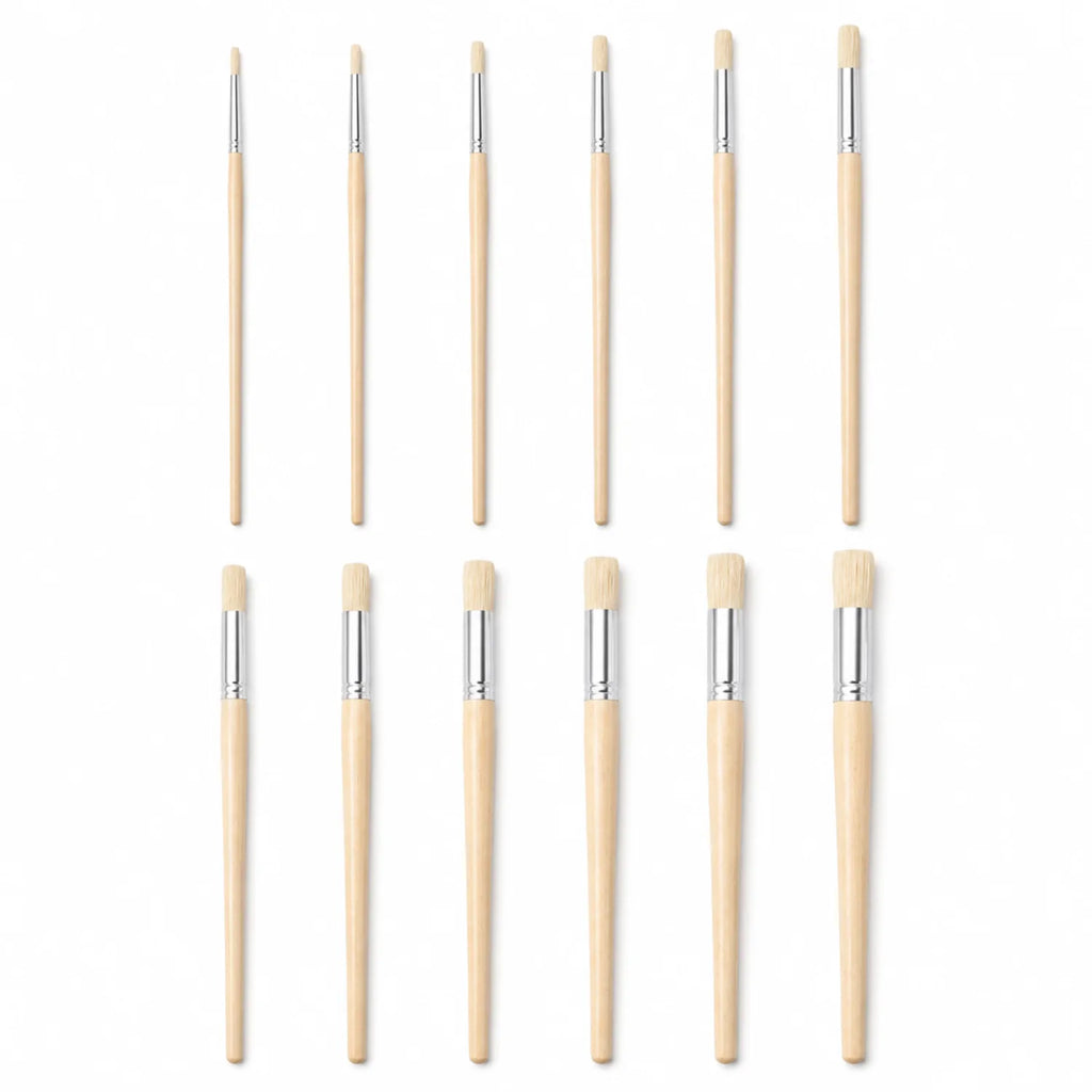 12-Piece Natural Wood Bristle Brush Set - image ECM