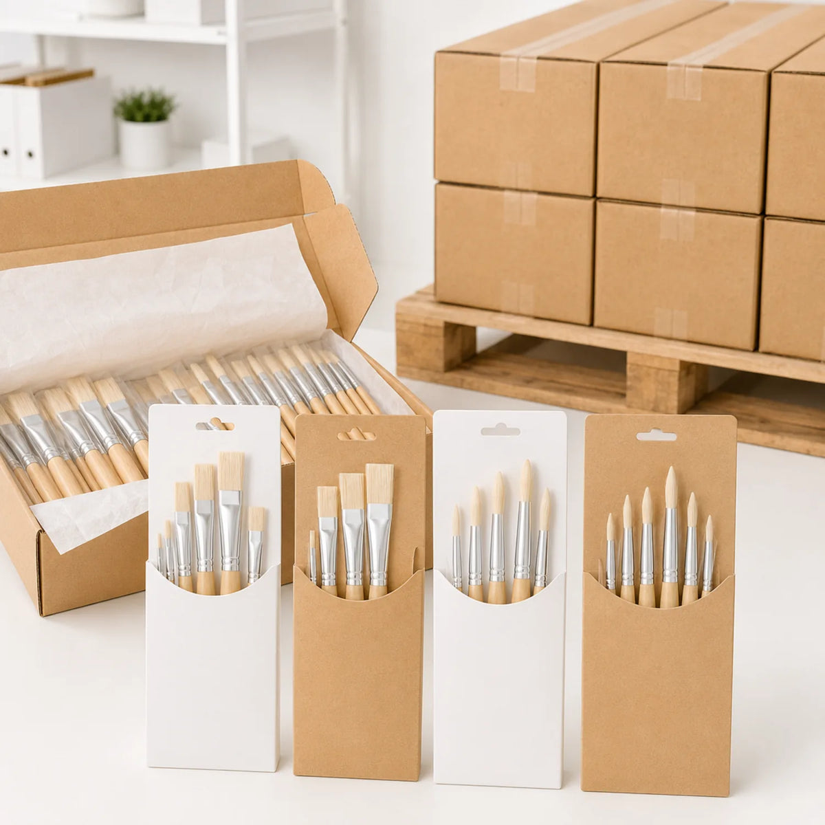 12-Piece Natural Wood Bristle Brush Set - image ECM