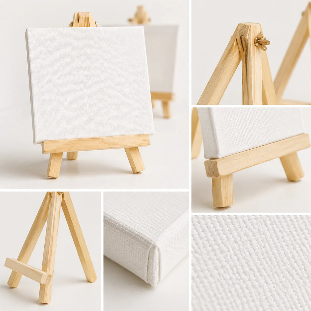 Mini Wooden Easel Canvas Set - image EASEL