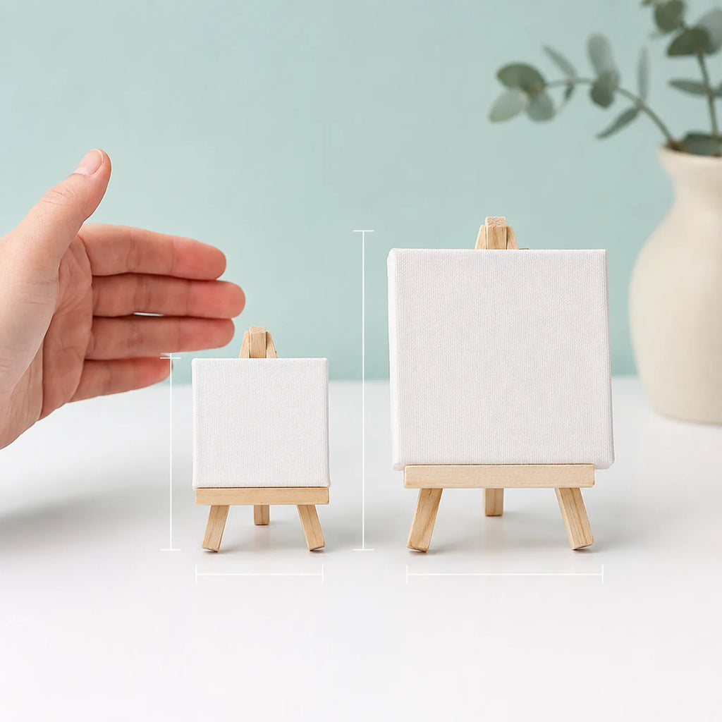 Mini Wooden Easel Canvas Set - image EASEL