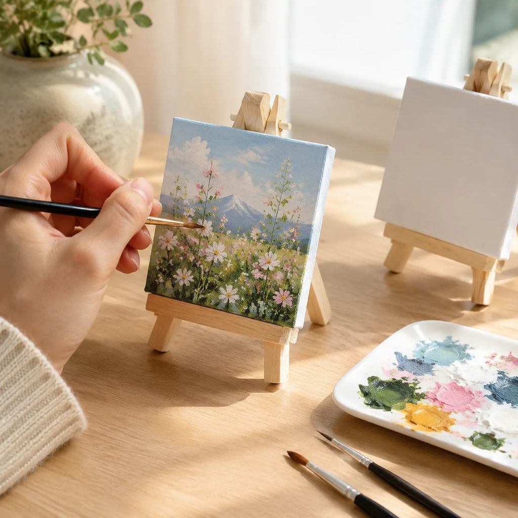Mini Wooden Easel Canvas Set - image EASEL