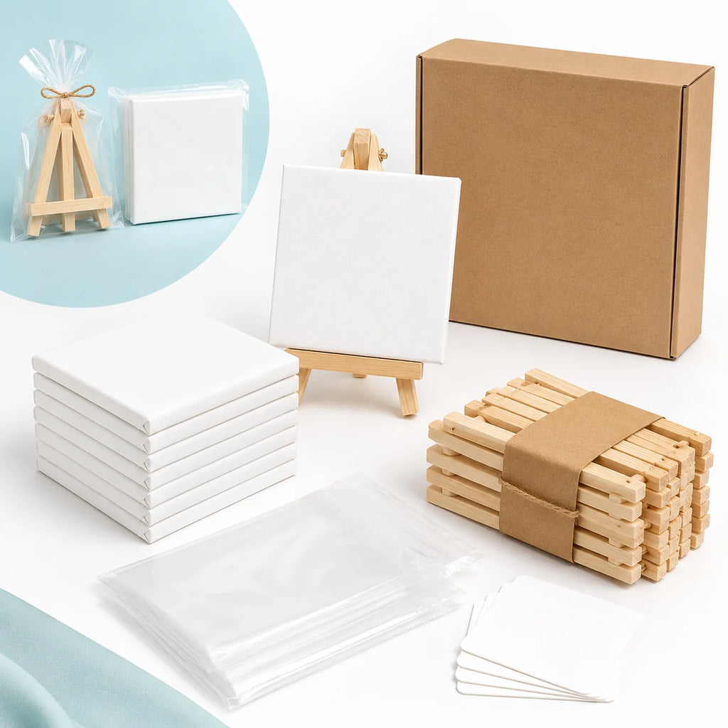 Mini Wooden Easel Canvas Set - image EASEL