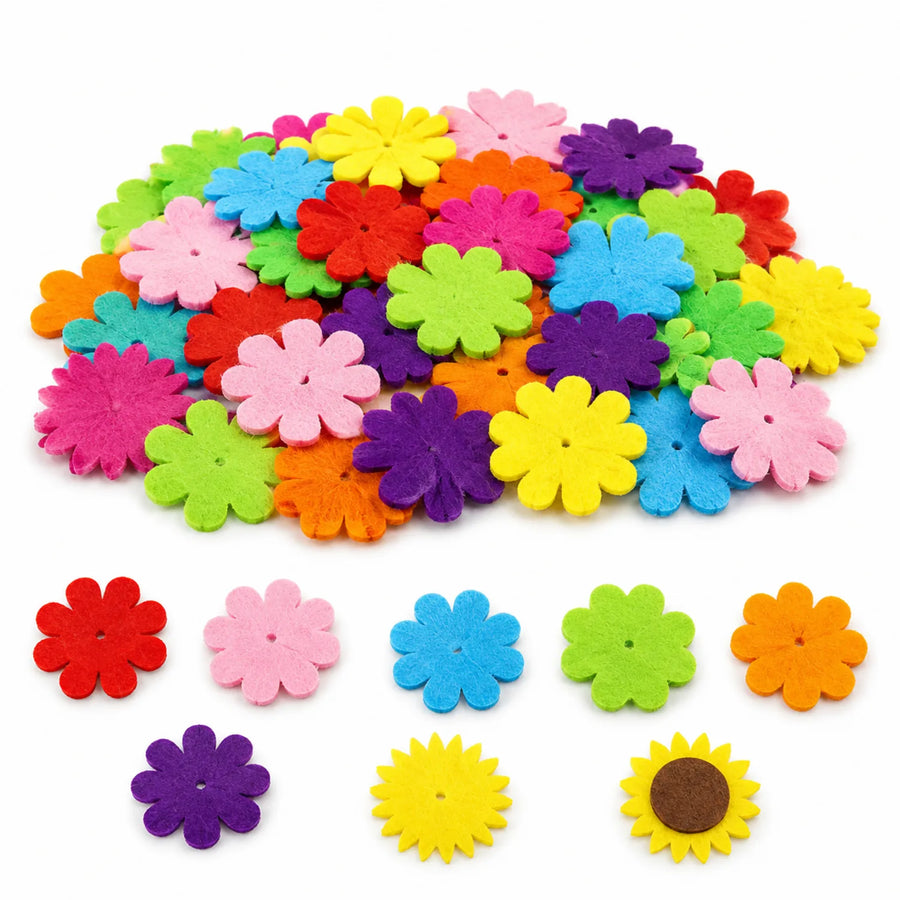 Colorful Felt Flower Assortment - image FABRIC
