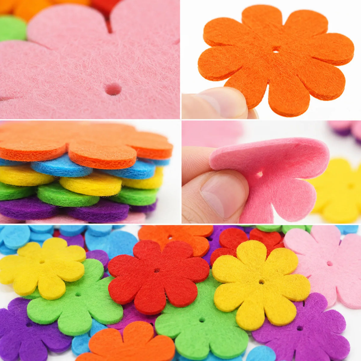 Colorful Felt Flower Assortment - image FABRIC