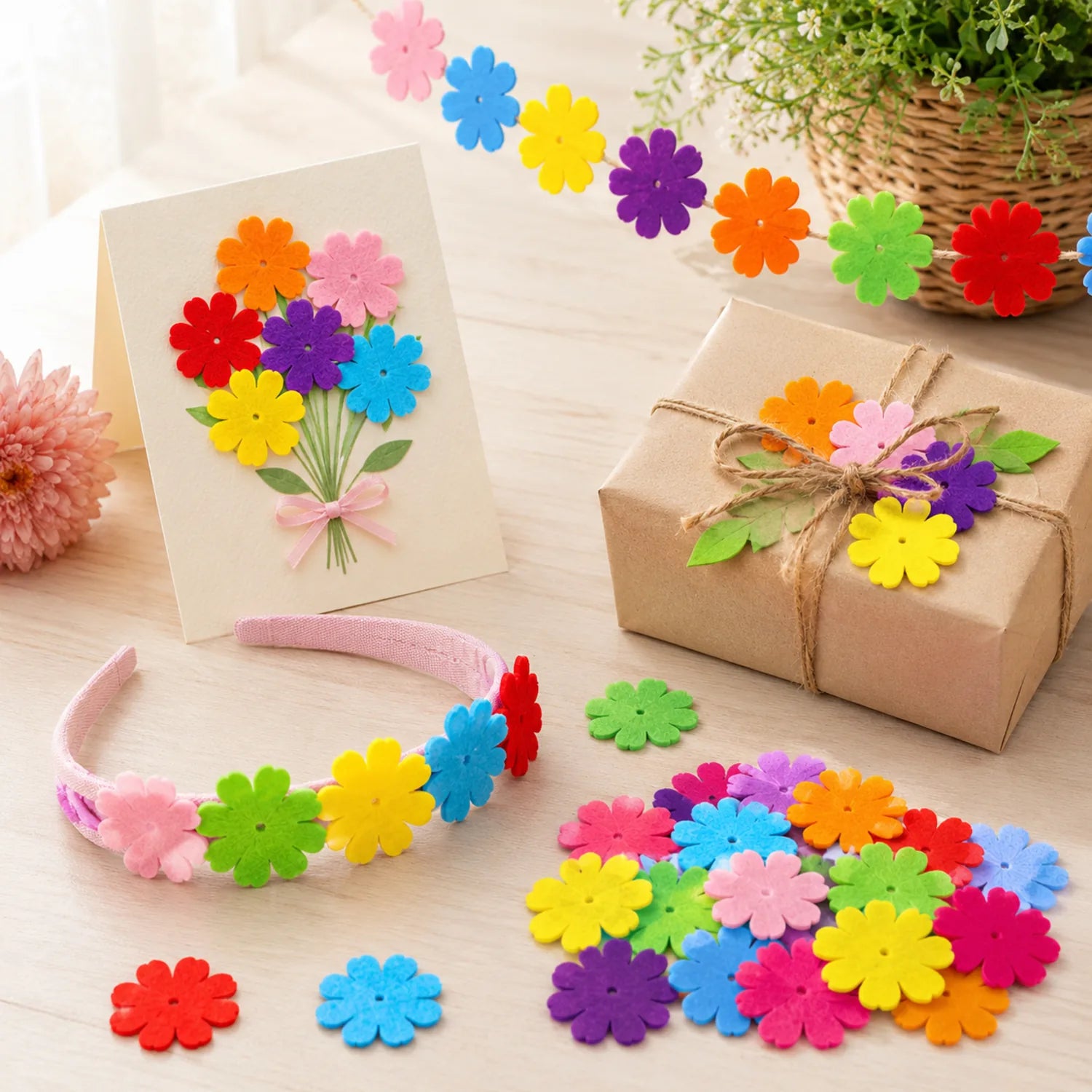 Colorful Felt Flower Assortment - image FABRIC