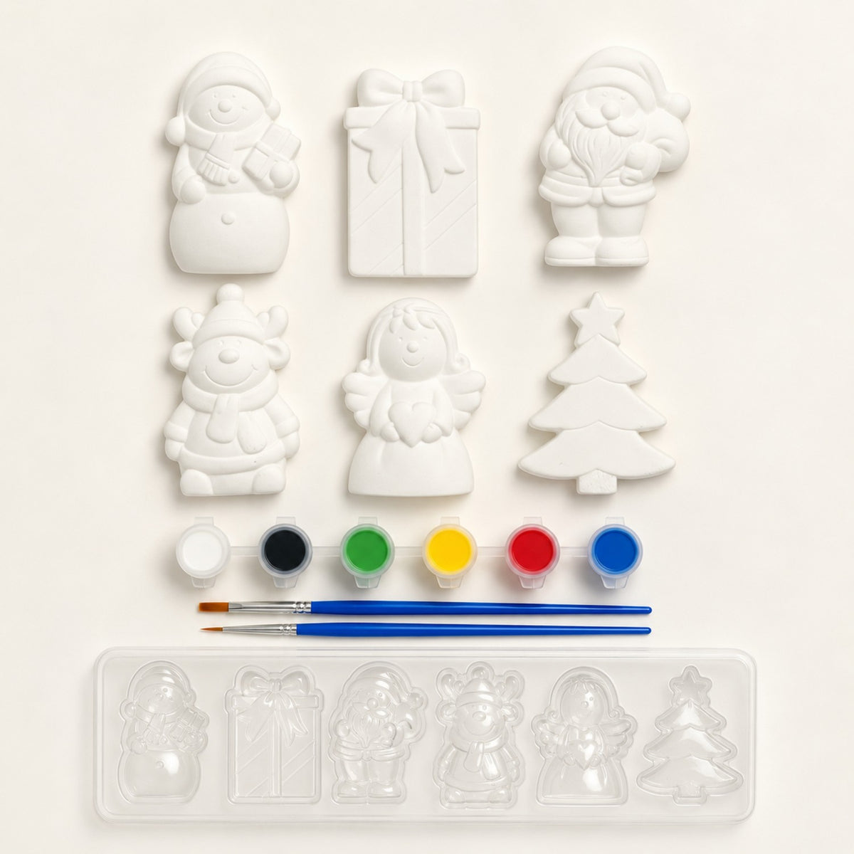Christmas 6PC Plaster Painting Set - Premium DIY Ceramic Ornament Kit for Wholesale