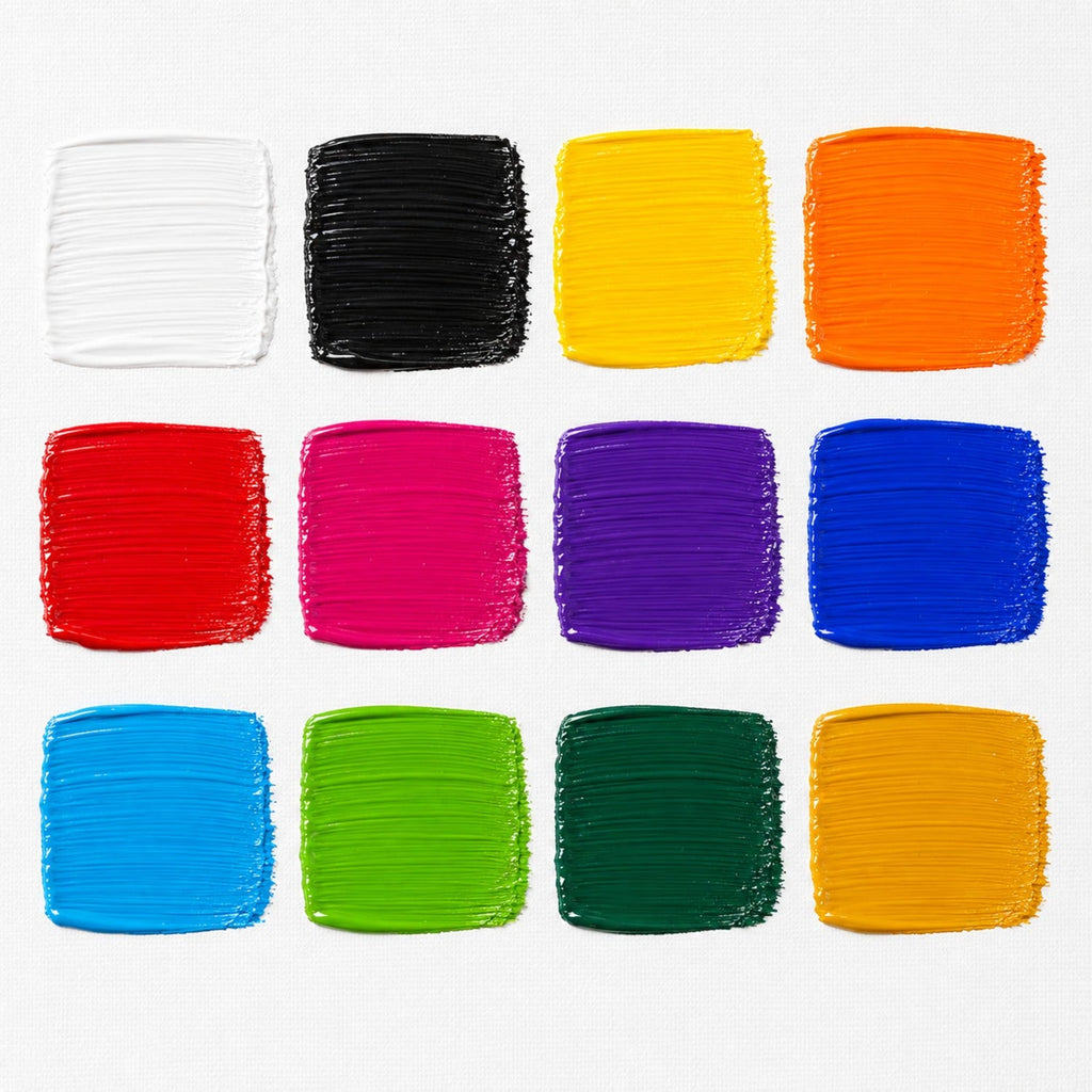 12-Color 500ml Acrylic Paint Bottles - Premium Bulk Acrylic Paints for Wholesale