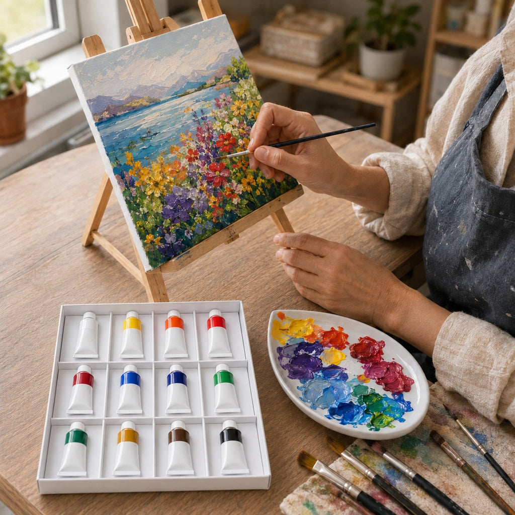 12-Color 6ml Acrylic Paint Set - Premium Artist Acrylics for Wholesale