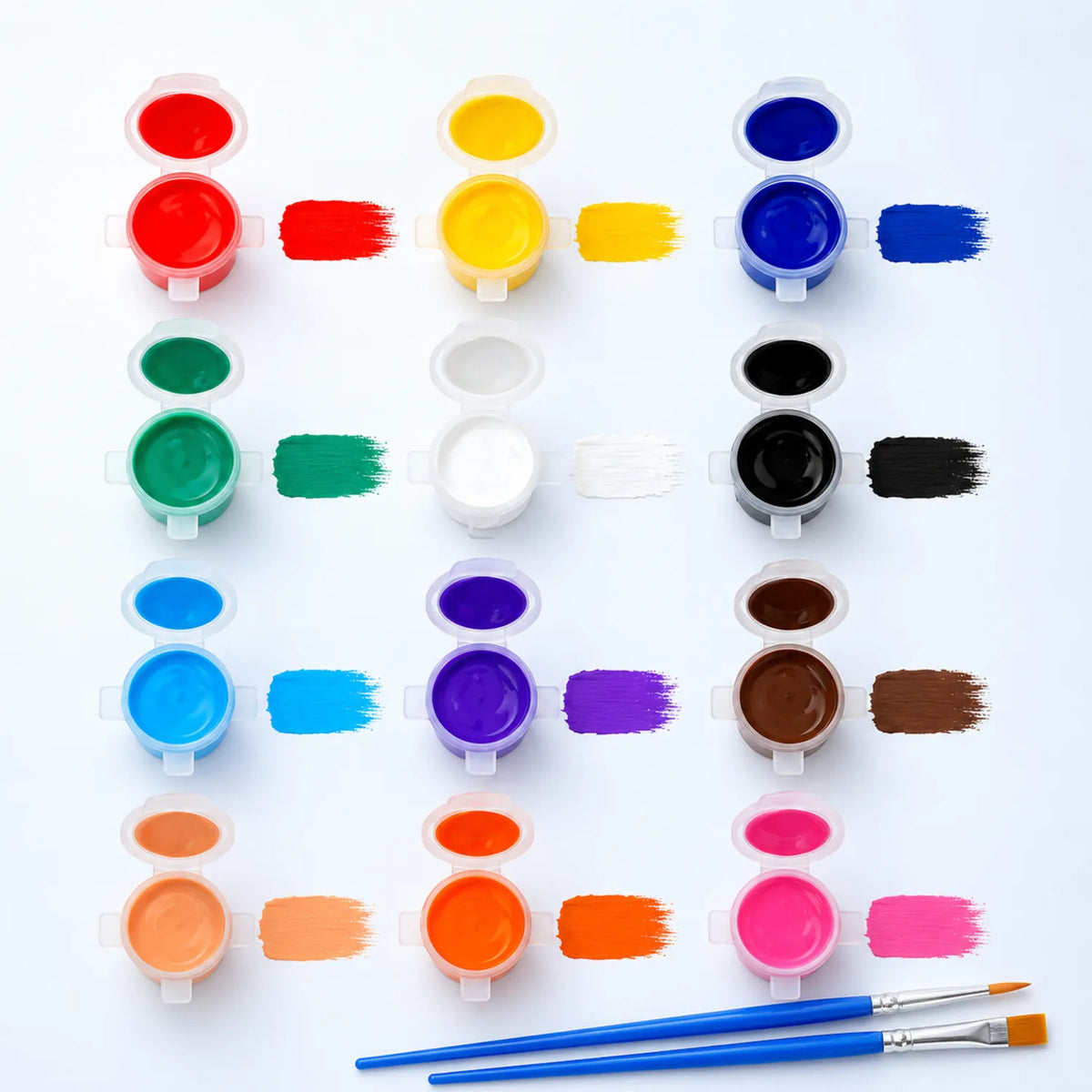 12-Color Acrylic Paint Pots with Brushes - image ECM