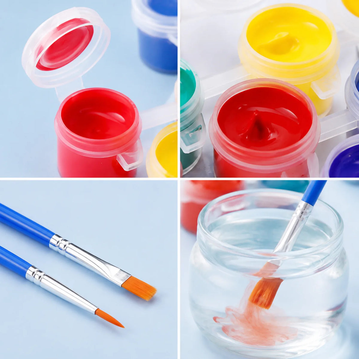 12-Color Acrylic Paint Pots with Brushes - image ECM