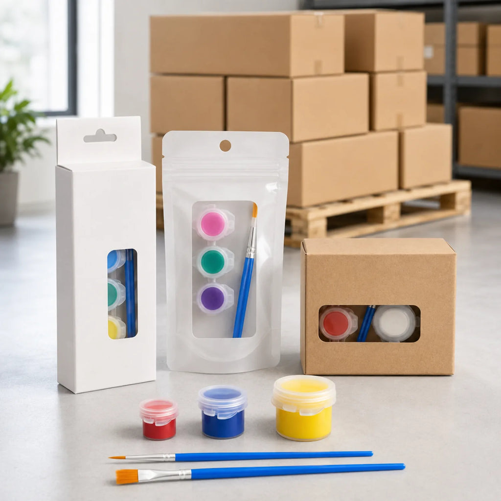 12-Color Acrylic Paint Pots with Brushes - image ECM