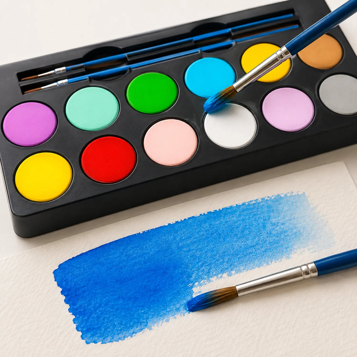 12-Color Watercolor Paint Set (Pan) - image PAINT