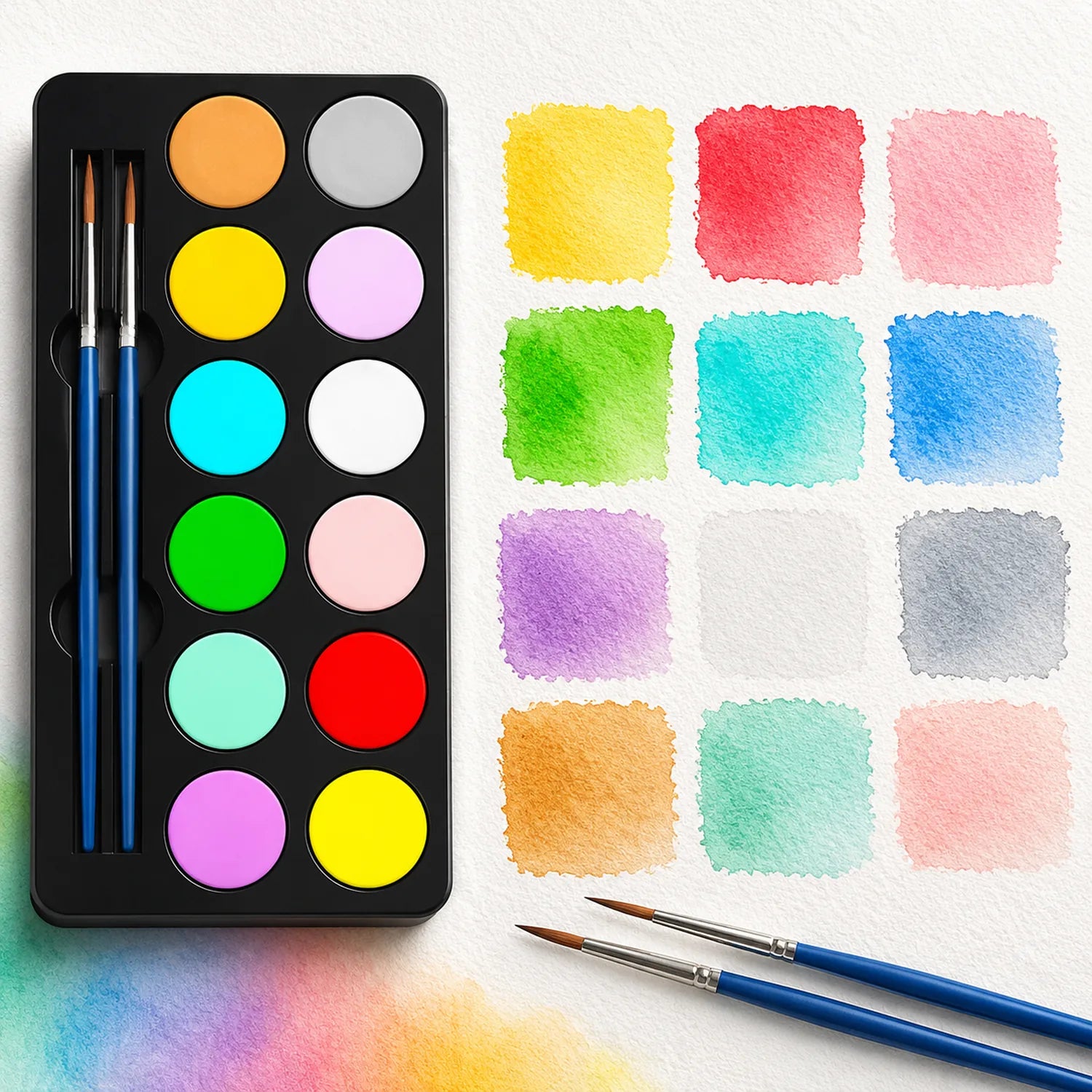 12-Color Watercolor Paint Set (Pan) - image PAINT