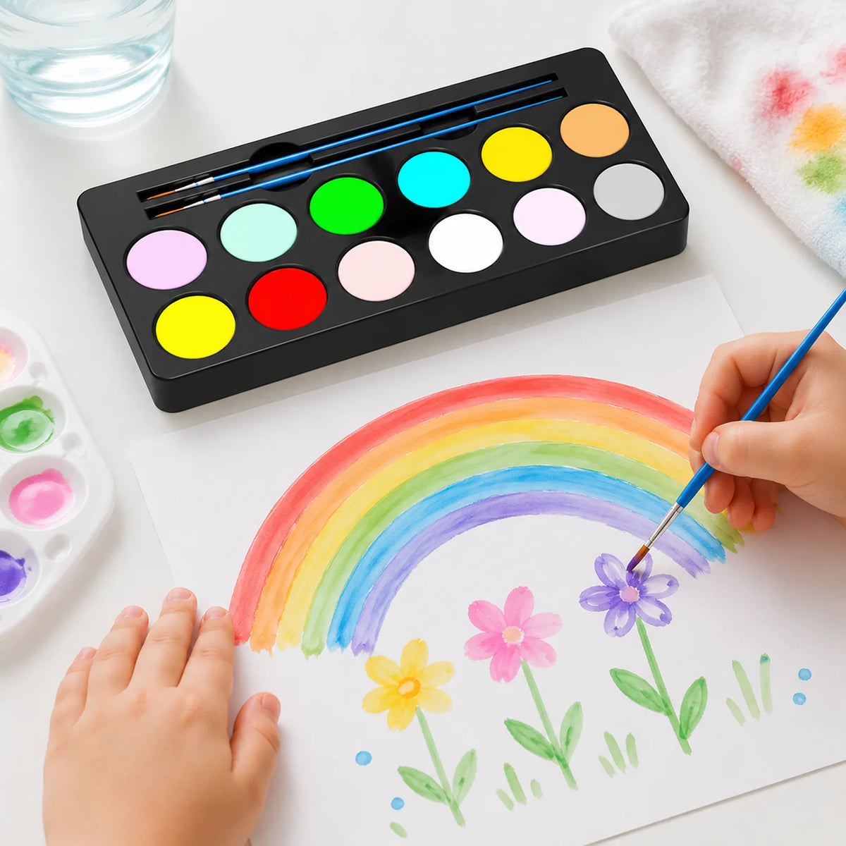 12-Color Watercolor Paint Set (Pan) - image PAINT