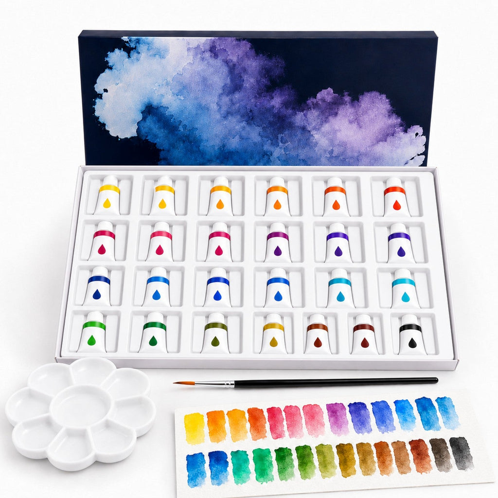 24-Color Tube Watercolor Paint Set - Premium Artist Watercolors for Wholesale