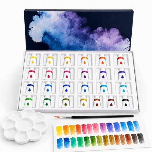 24-Color Tube Watercolor Paint Set - Premium Artist Watercolors for Wholesale