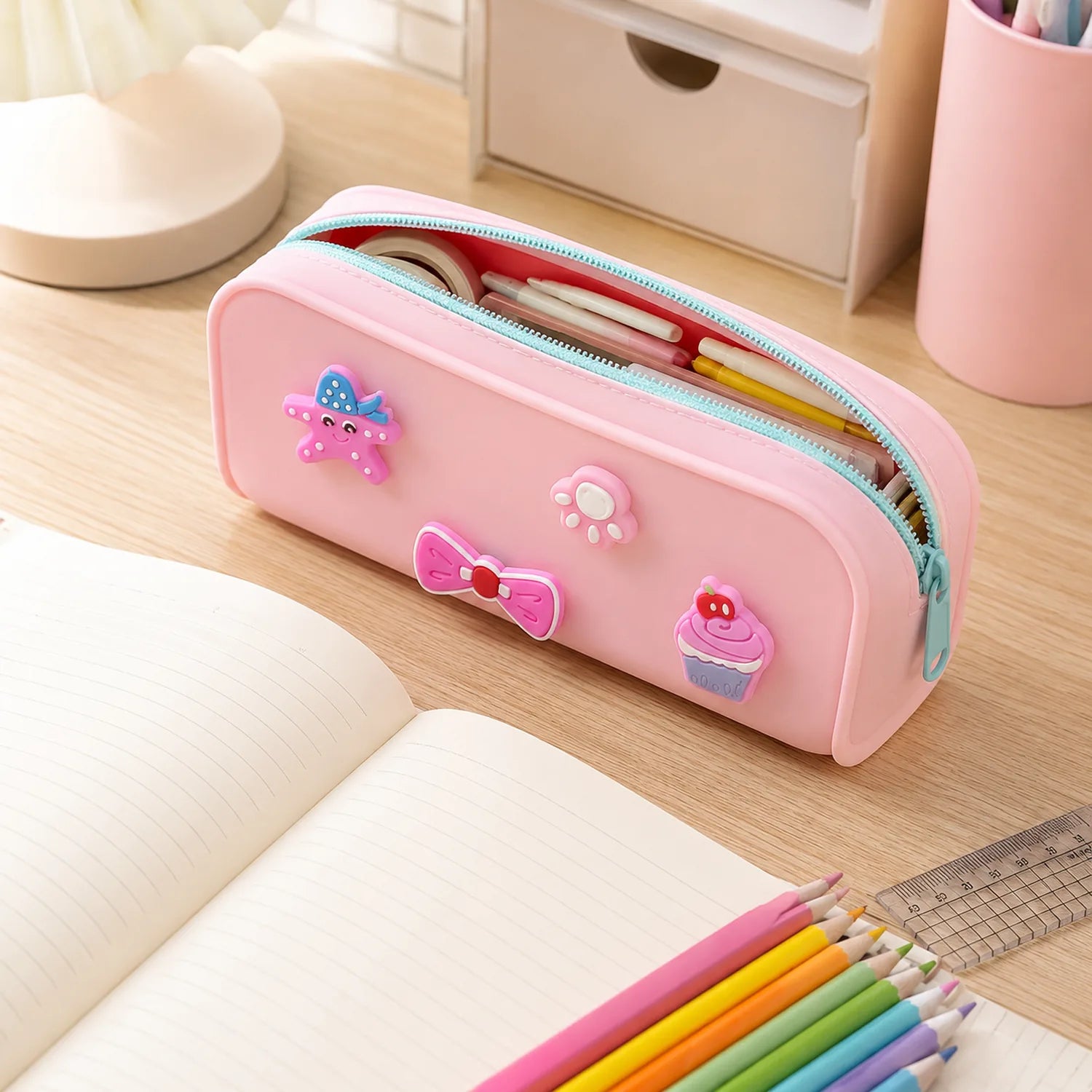 Silicone Pencil Case with Charms - image STAT