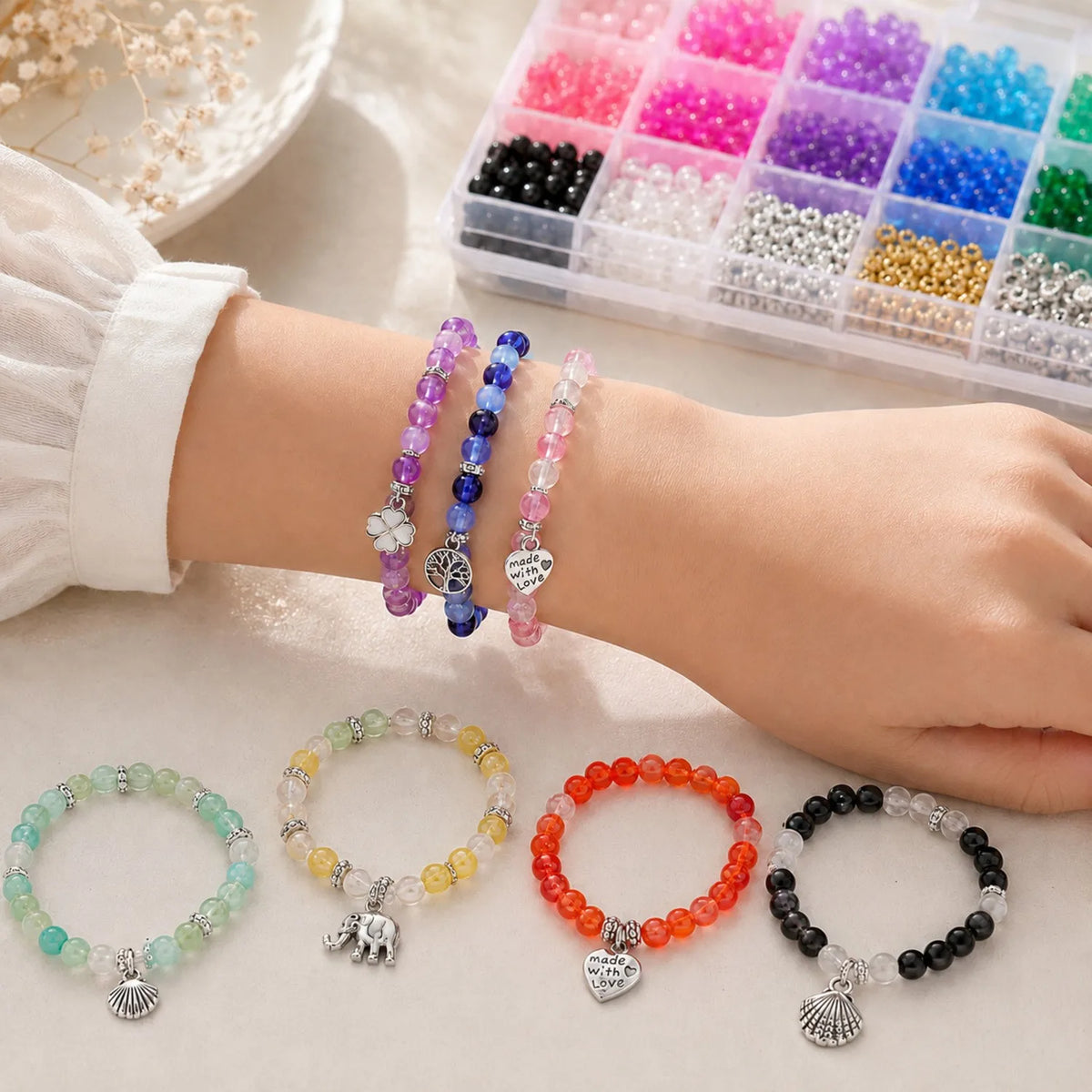 Glass Bead Bracelet Kit - Finished Projects